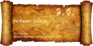 Hofman Vitus névjegykártya